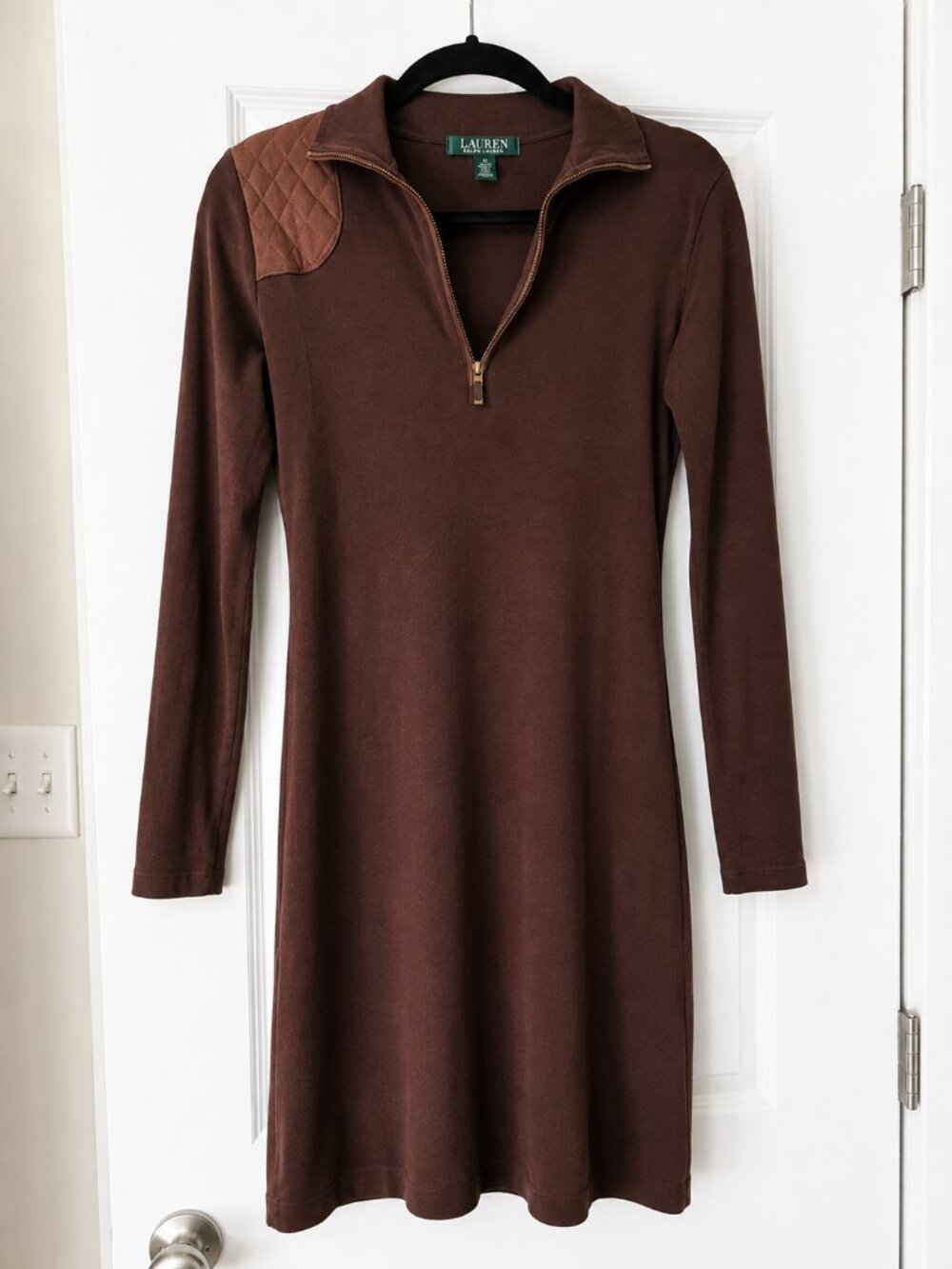 Vintage Lauren Ralph Lauren Brown Equestrian Quarter Zip Dress Size S